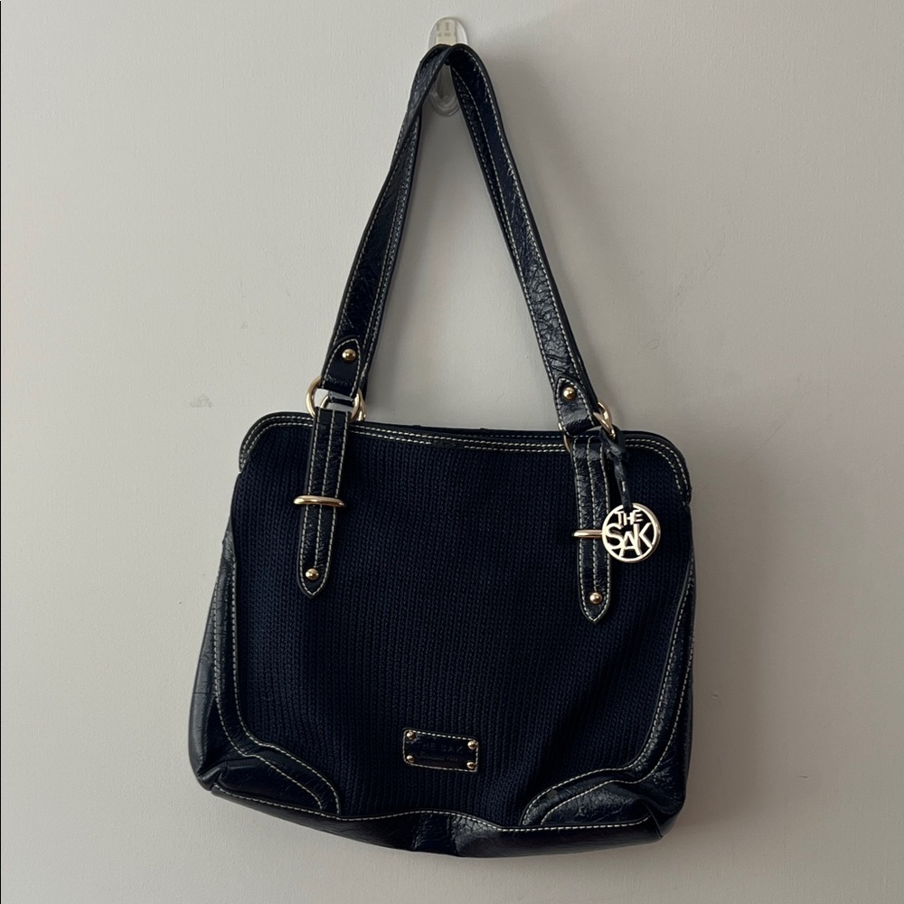 The Sak Blue Shoulder Bag, Peace Interior, magnet closure w/ 3 large compartment